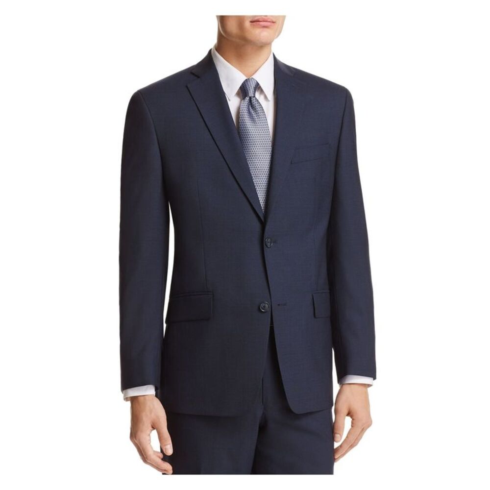 MICHAEL KORS Mens Navy Stretch Classic Wool Blend Suit Separate Blazer 40L